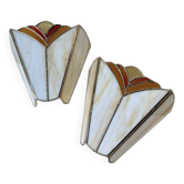Pair of Art Deco style wall lights with mother-of-pearl glass