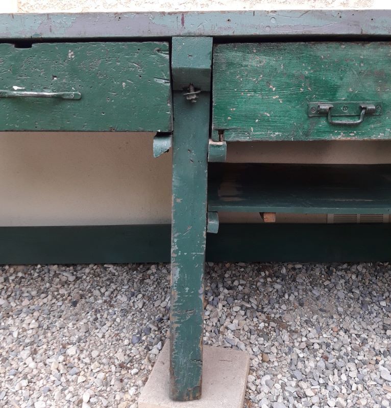 Établi industriel d'atelier 4m ancien