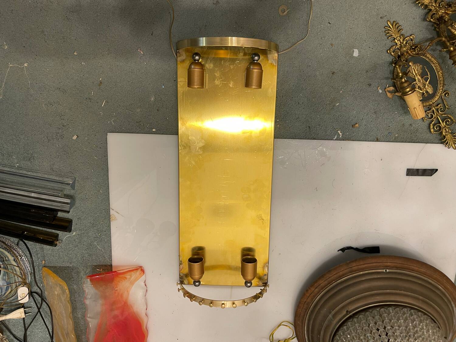 Lot de 2 appliques extra larges en verre de Murano et laiton