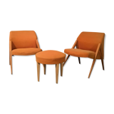 Pair of armchairs with stool