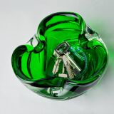 Sommerso green pocket emptier by Flavio Poli for Seguso, Murano glass, Italy, 1970