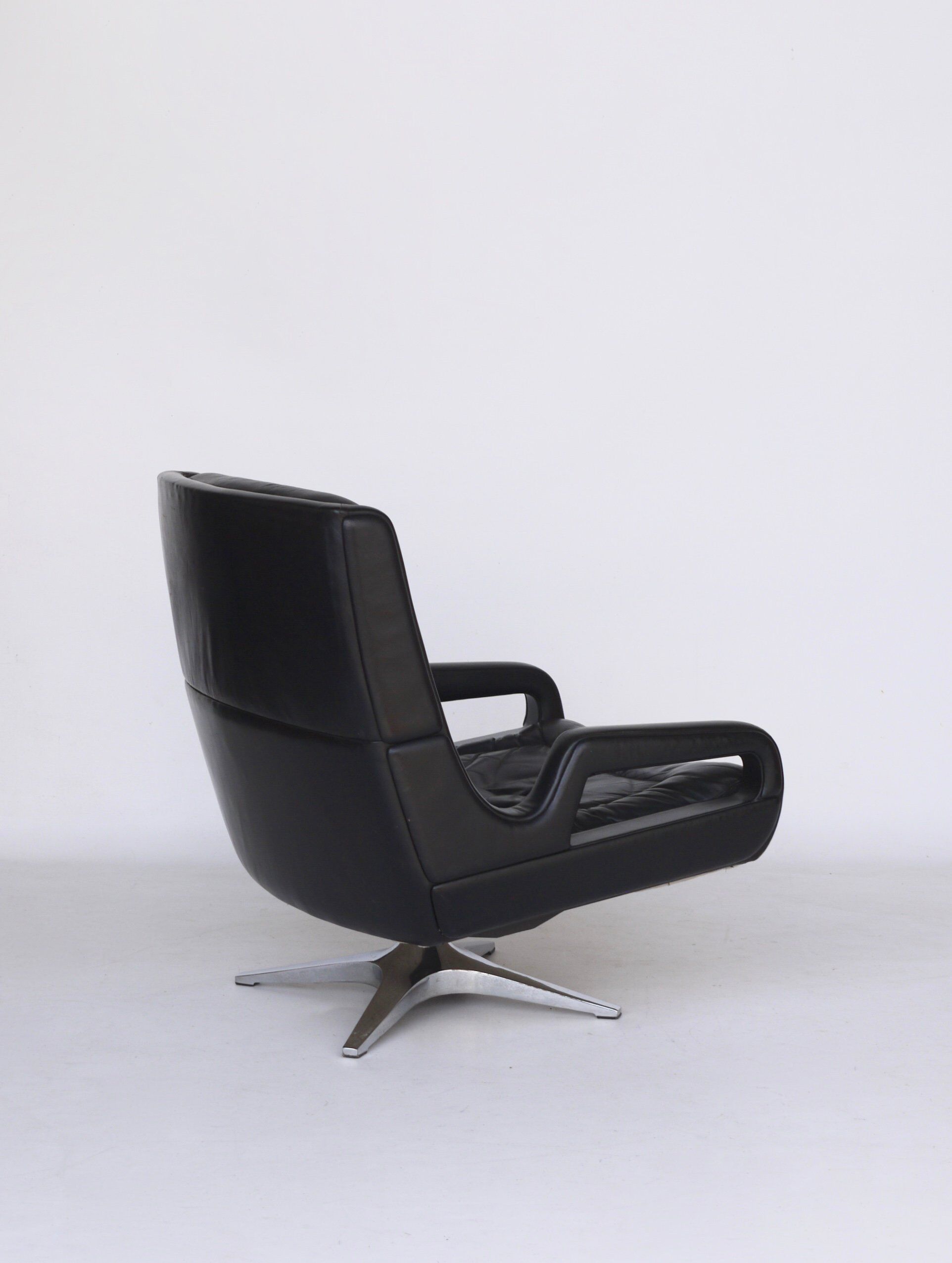 Leather Swivel Lounge Chair. 1960s