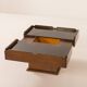 Italian vintage coffee table with bar compartment, walnut and glass, 1970s