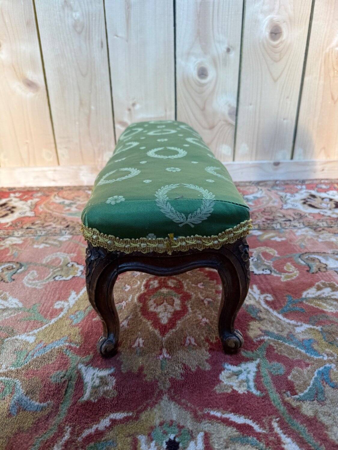 Louis XV Style Footrest – Six Cabriole Legs – Carved Wood