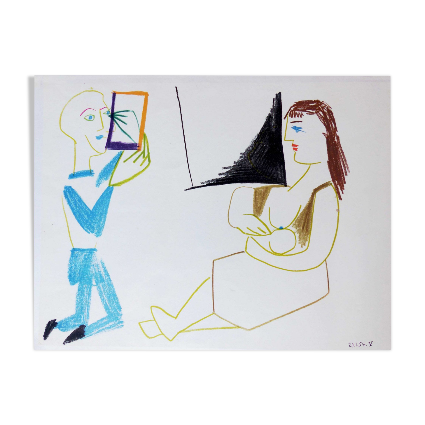 Lithograph Pablo Picasso Drawings by Vallauris plate V 1954