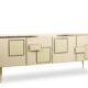 Cream opaline glass and gilded bronze enfilade. Contemporary.