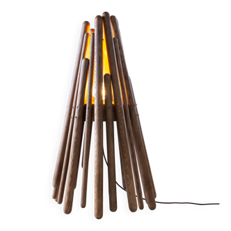 Blaze: Hand-Carved Sculptural Solid Wood Floor Lamp by Flowlight Design GBR