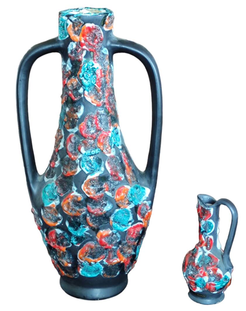 Ancien grand vase et pichet vintage rocaille de l océan