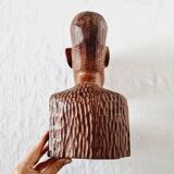 Pair of Busts or Sculptures of African Men and Women in high quality carved wood used