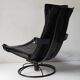 Black leather armchair by Åke Fribytter for Nelo möbel from the 70s