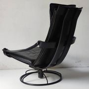 Black leather armchair by Åke Fribytter for Nelo möbel from the 70s