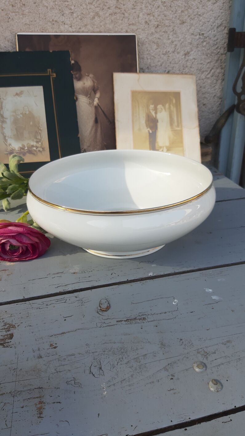 old white and gold LIMOGES porcelain fruit-saladier-plate cup