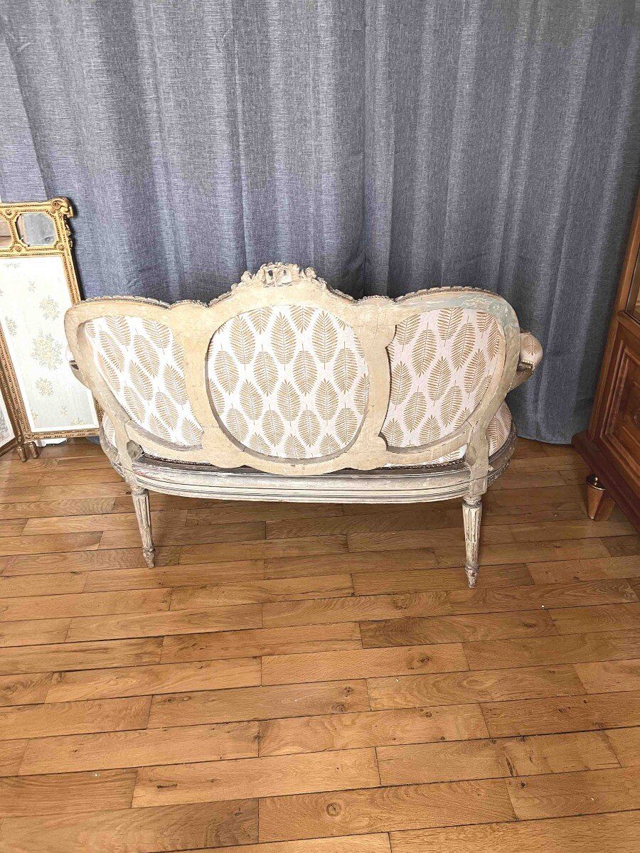 Small sofa basket Louis XVI in lacquered wood