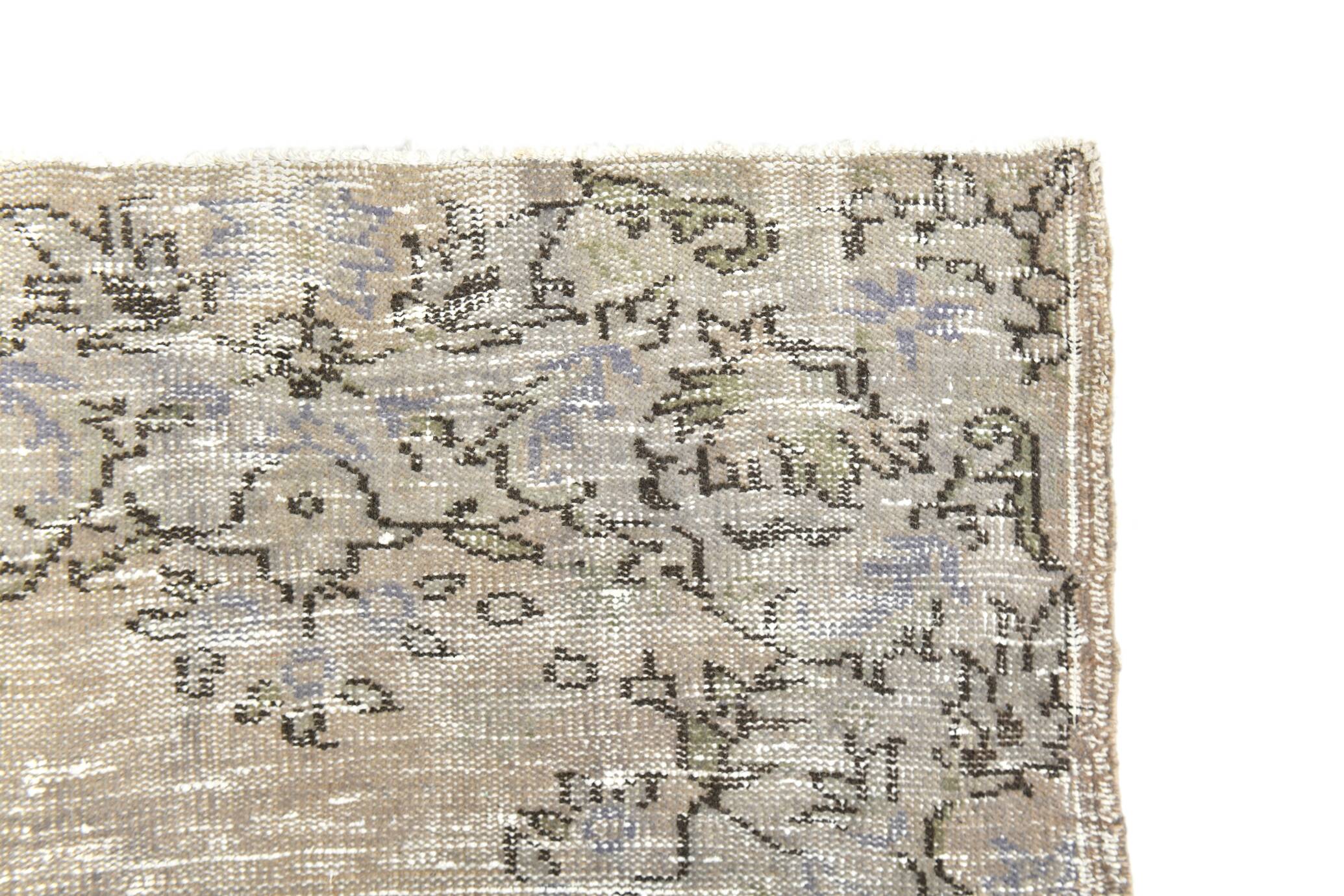 5x9 Rug For Living Room Gray Blue Handmade Wool Antique Turkish Rug, 156x264Cm