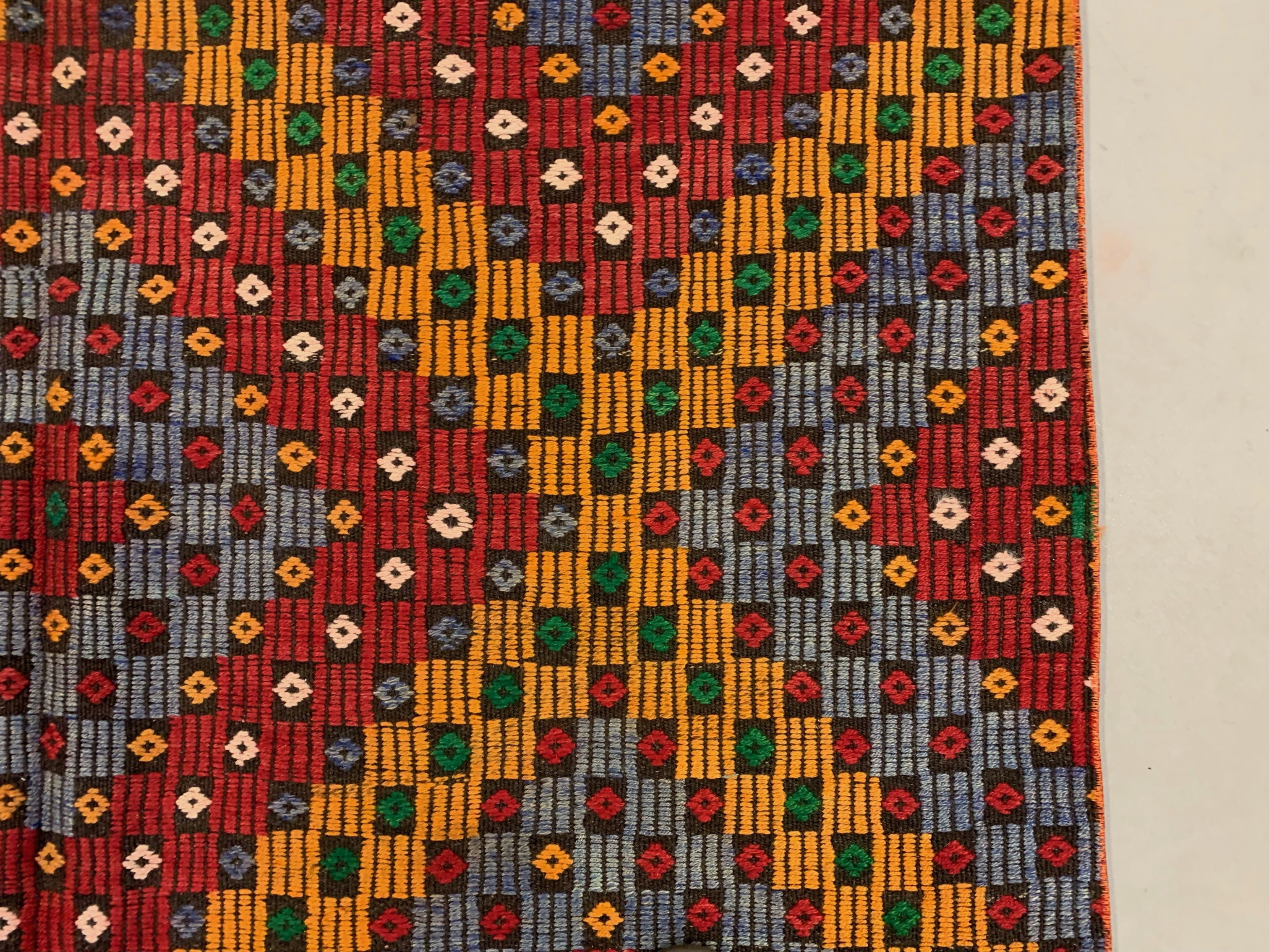 Large Vintage Turkish Kilim Rug 376x172 cm Wool Jajim Kelim