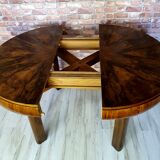 Round art deco table with extensions renovated fi 110, 160 cm unfolded. the 30s
