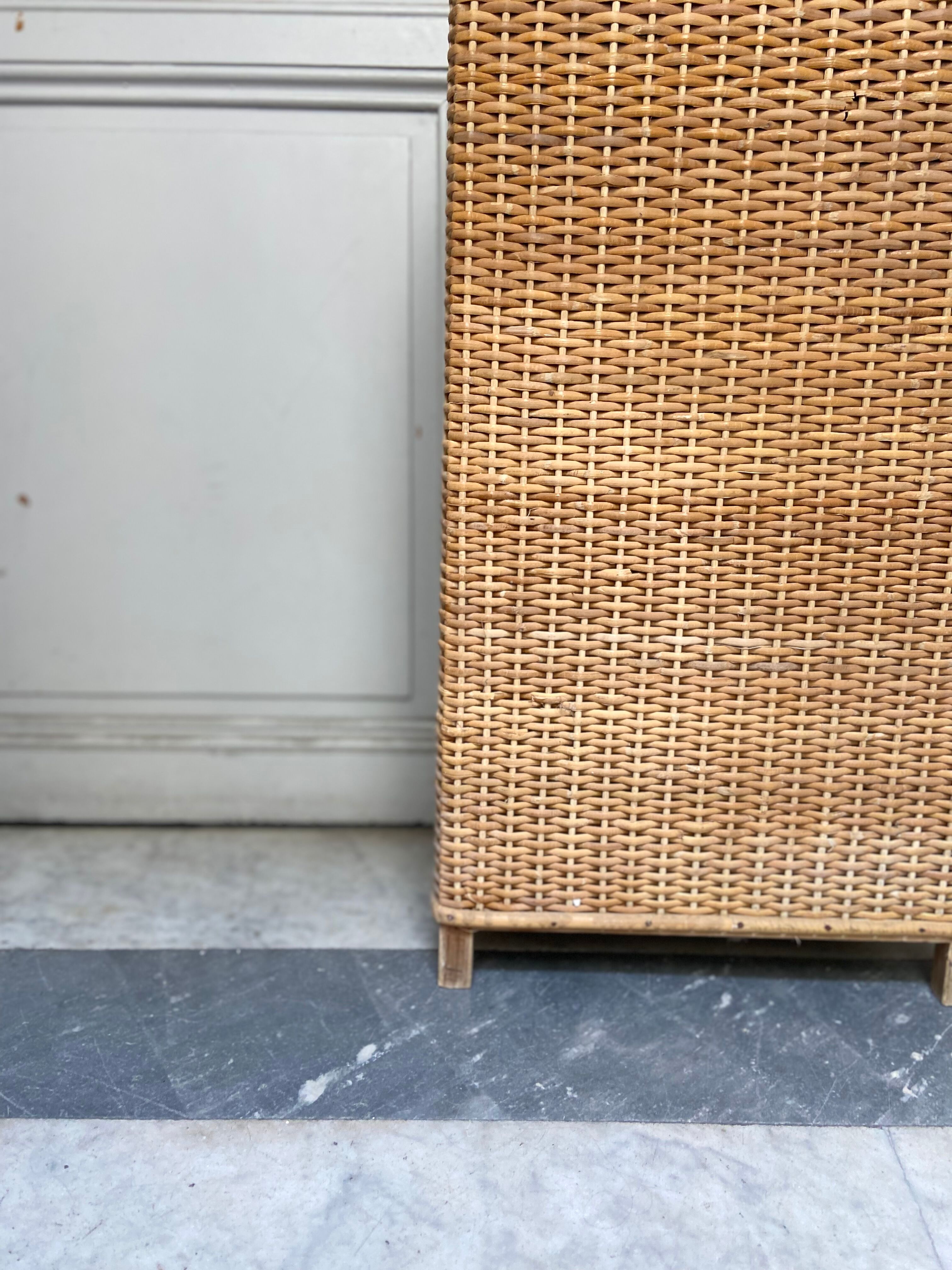 Large vintage rattan basket