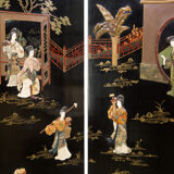 Chinese screen with decoration of hard stone lacquered with four panels 1940