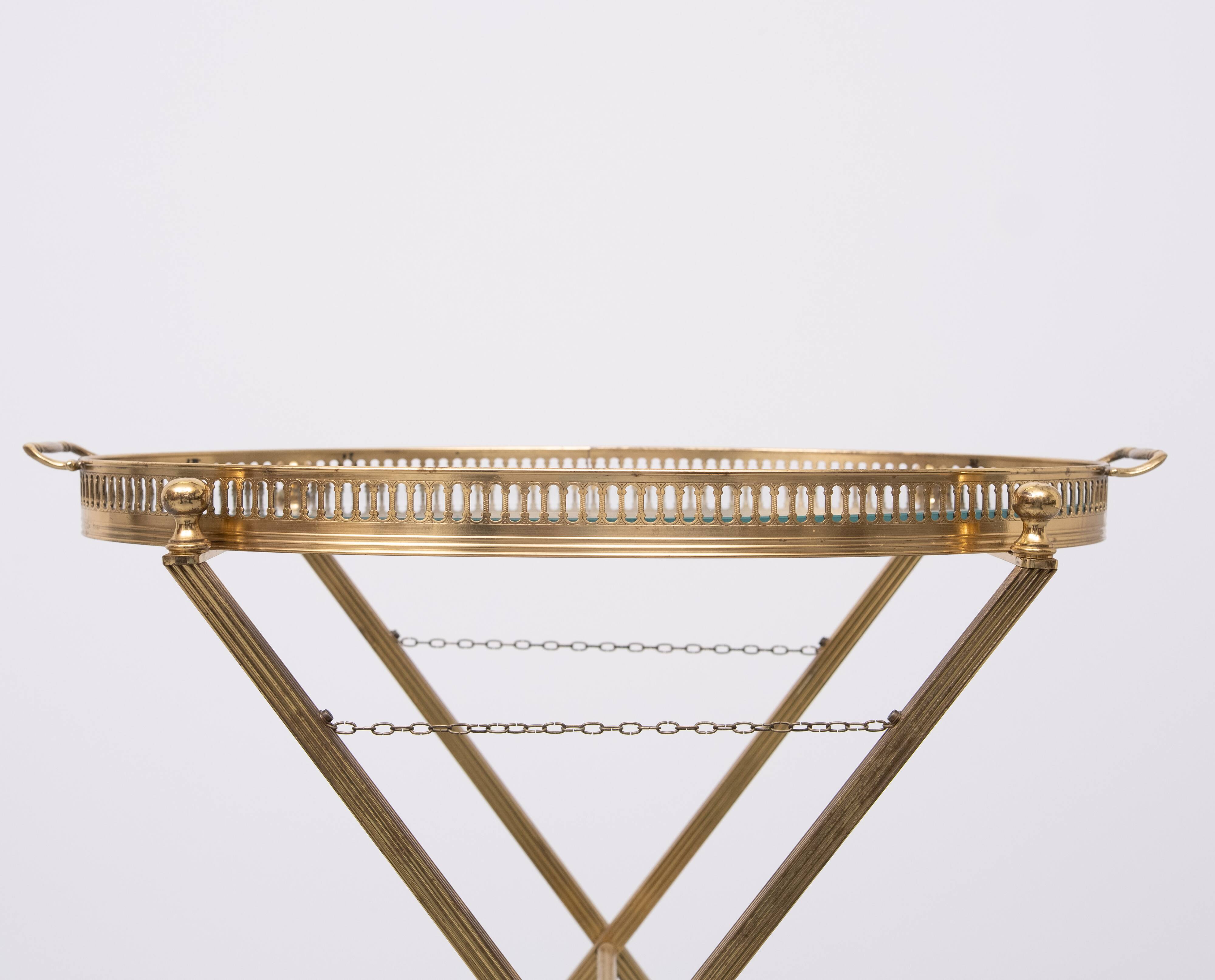 small Brass folding serving tray table 1970 France