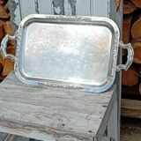 Silver metal serving tray