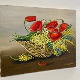 Bouquet of Poppies in a basket