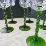 Set of 6 glasses of white wine from Alsace twisted leg