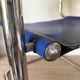 Office chair in blue imitation leather and chrome metal, Matteo Grassi style