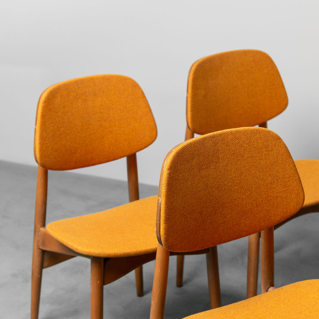 Set 6 chairs wooden fabric scandinavian style 60