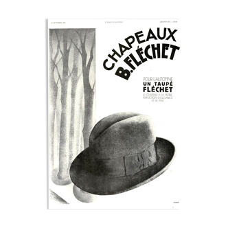 Affiche vintage années 30 Chapeau Fléchet