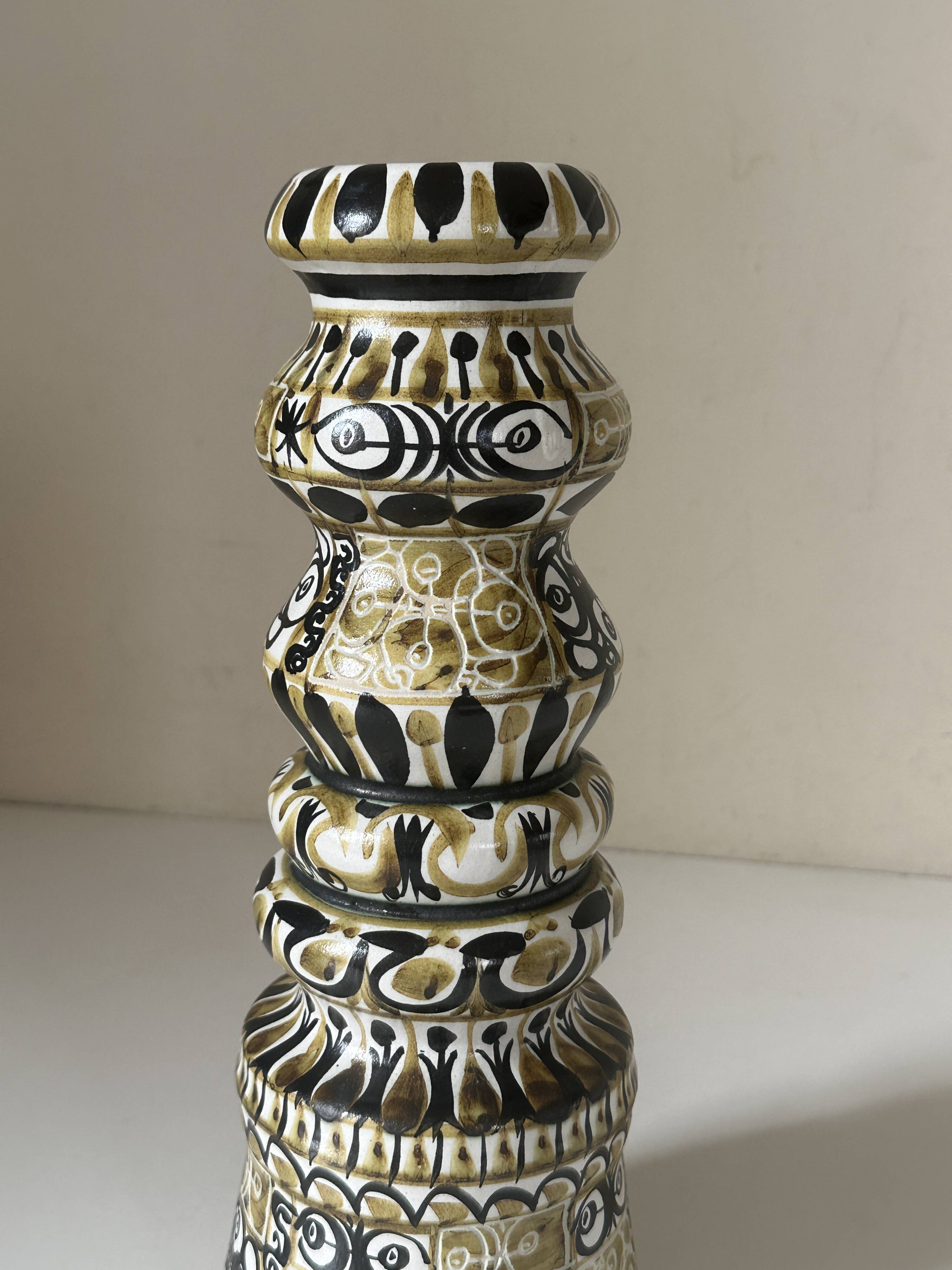 Large André Hourellou Quimper vintage candle holder