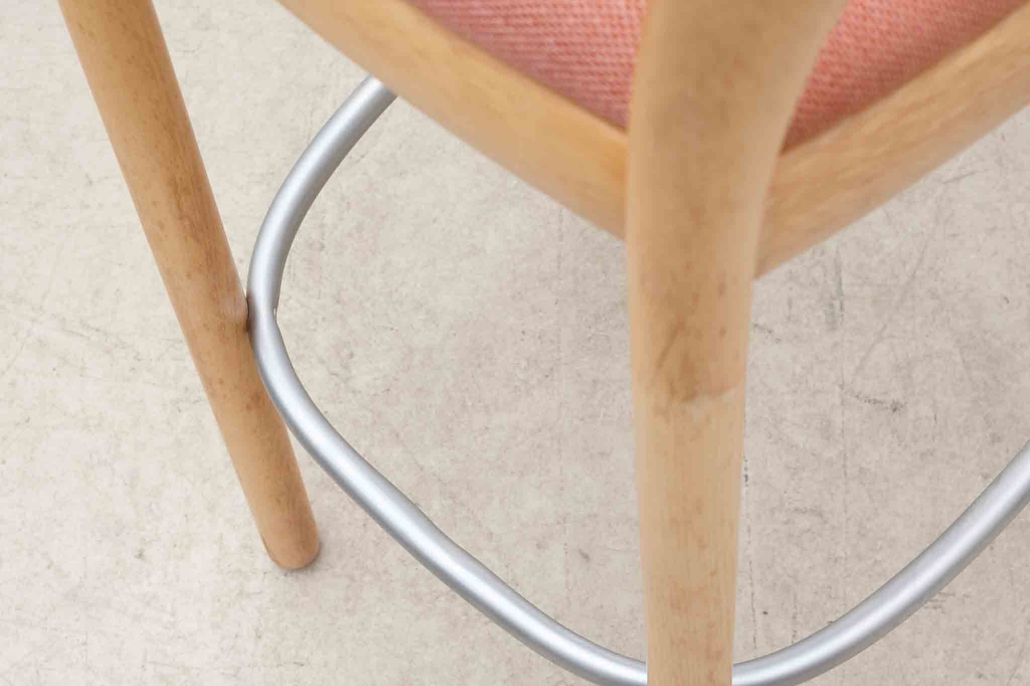 Bruno Rey style high chair in pale red and beech