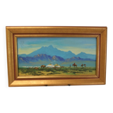 Mongolia landscape painting signed frame