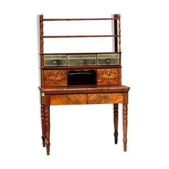 19th century flamed mahogany stepped desk