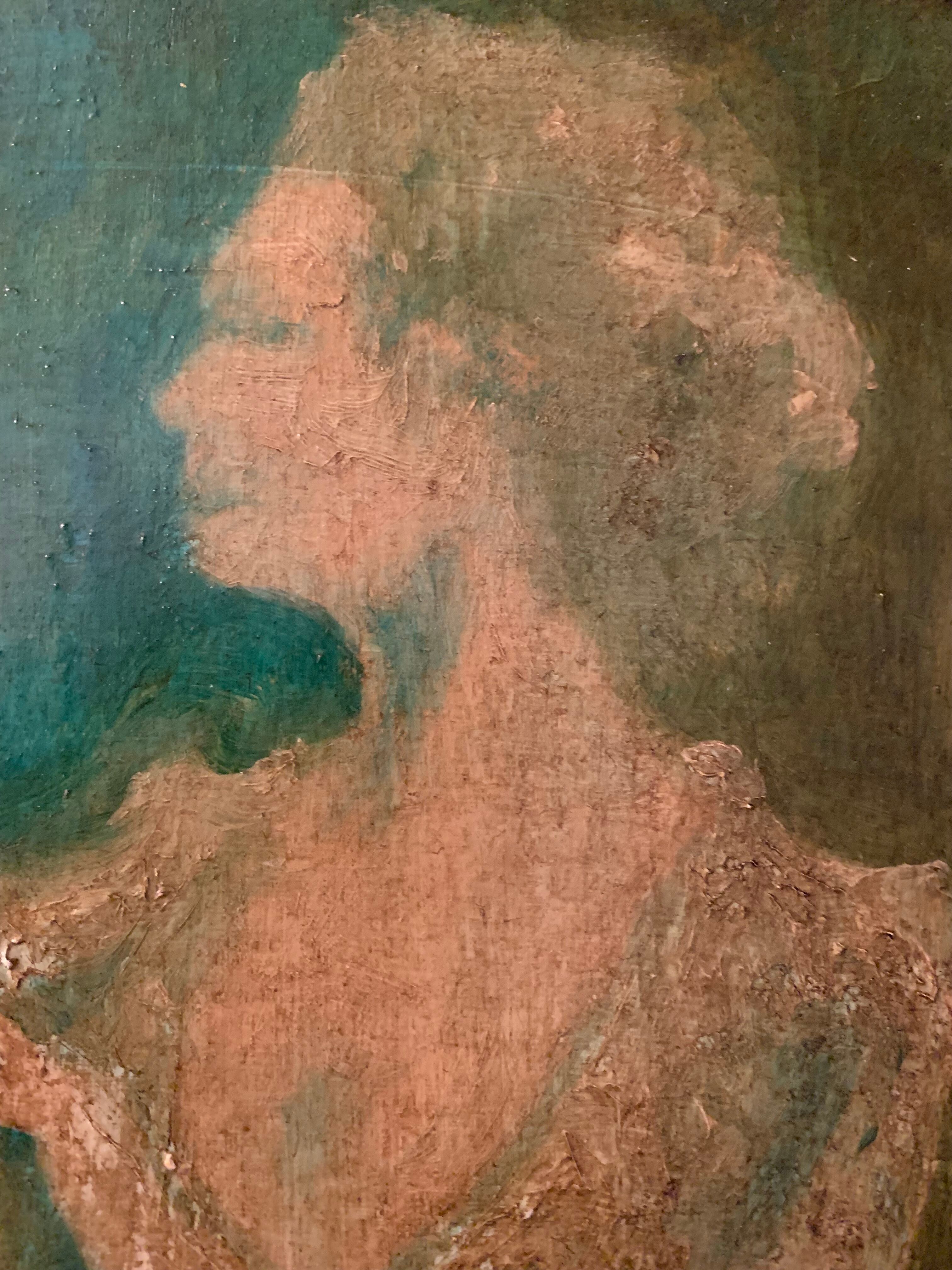 Oil on wood carried woman Versailles