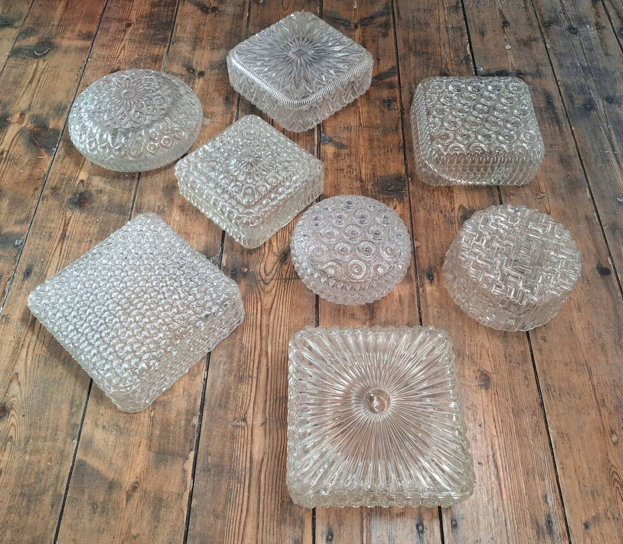 Set of 8 vintage ceiling lights, antique light fixtures, wall lights