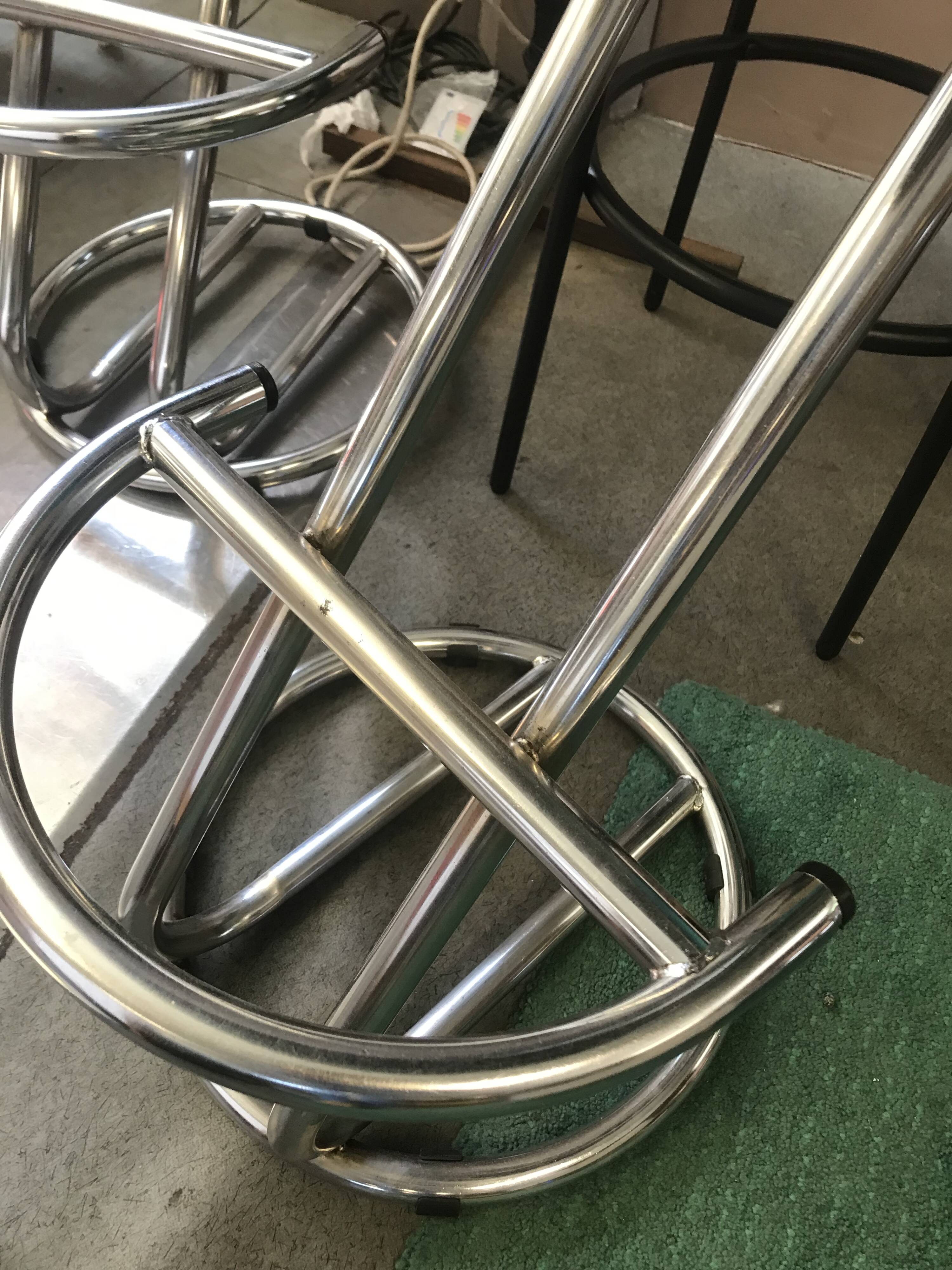 Vintage 80s green metal bar stool.
