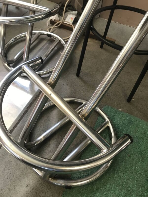 Tabouret de bar pied inox vintage annees 80 couleur verte