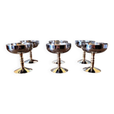 IMB Italy 18/10 stainless steel ice cream cups, gold stem (set of 6)