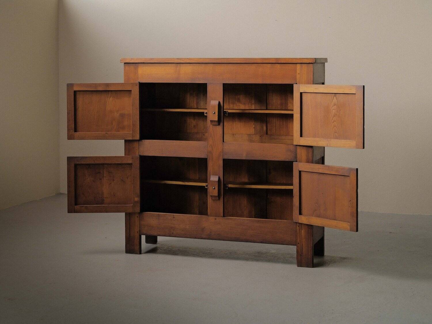 4-door buffet in solid oak, France, around 1960