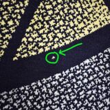 Vintage area rug, mid century, 1960s, abstract psychedelic design, wool rug, low pile rug