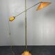 Lampadaire italien réglable en rotin cannelé, bambou et laiton, années 1970