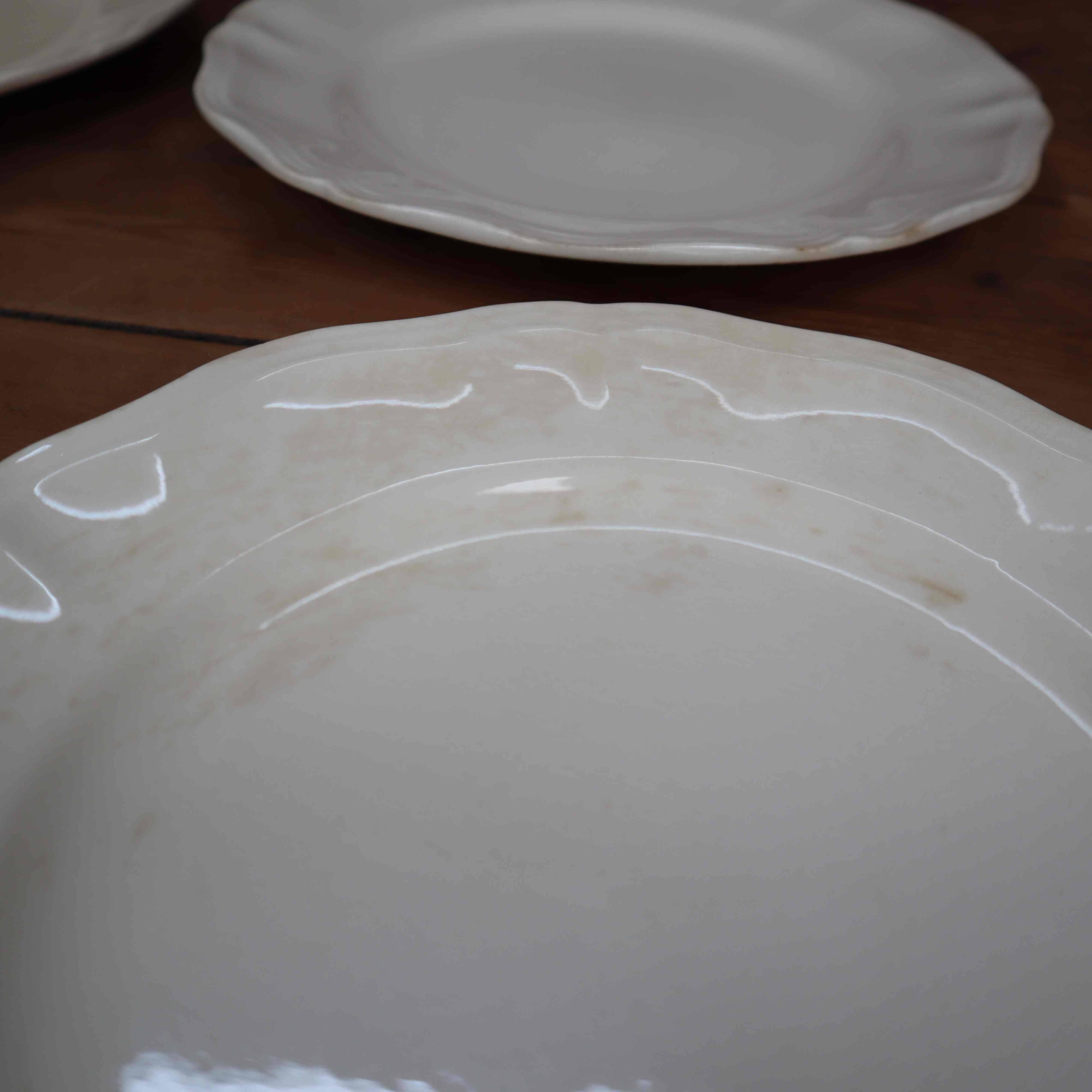 Set of 5 Sarreguemines flat plates in cream color