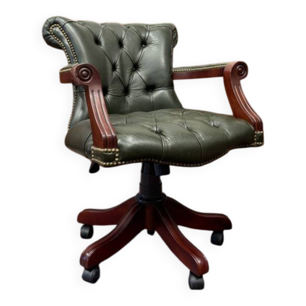 Chaise de bureau Chesterfield verte en anglais