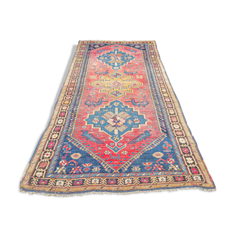 Tapis d'orient fait main de couloir caucasien ancien Kazak  3,09 x 1,52 m