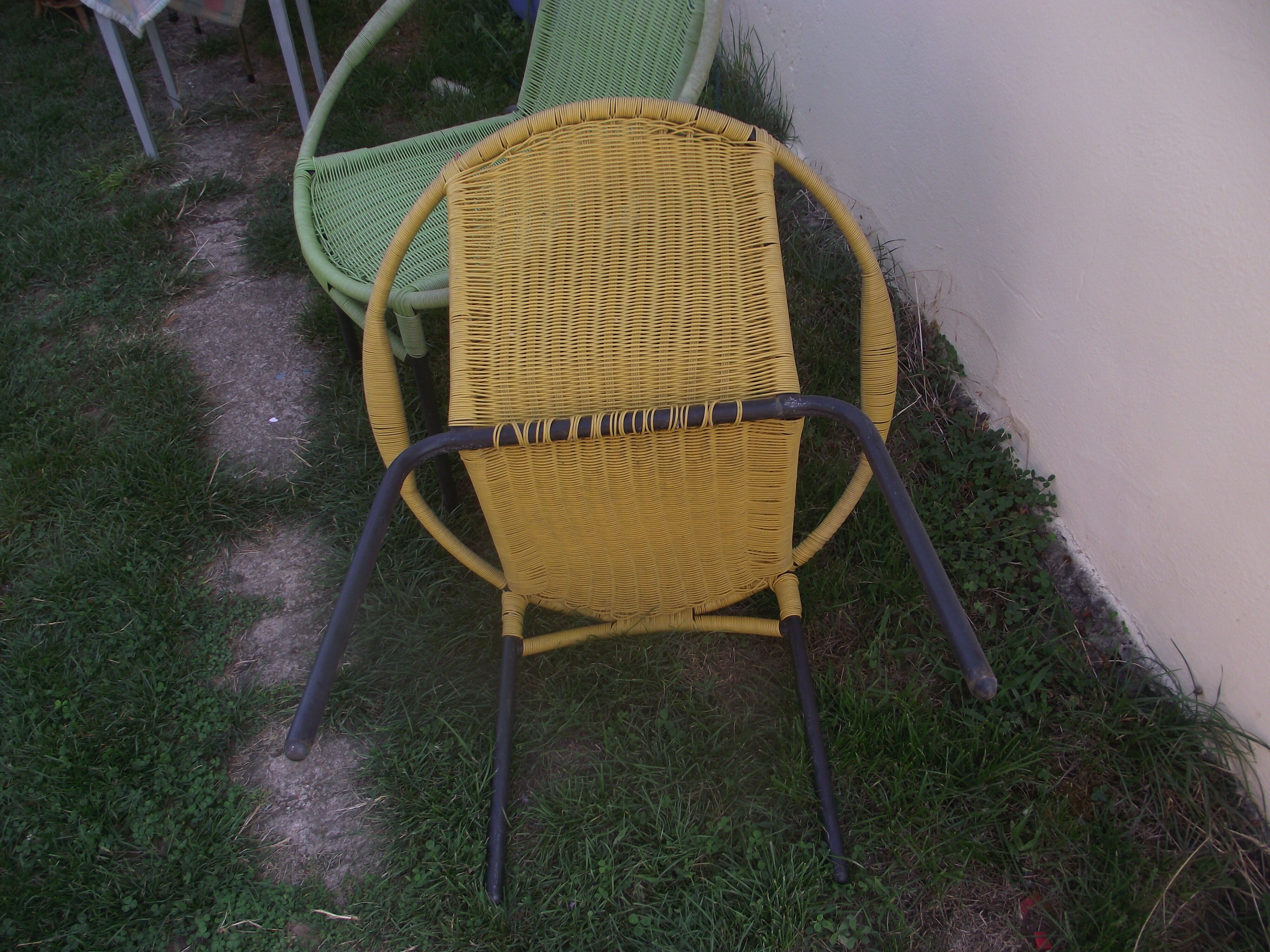 Pair of scoubidou armchairs from the 60s