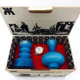 Turquoise blue opaline glass tealight candle holder, Magnor Glassverk 1960