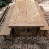 Farmhouse table with solid oak benches