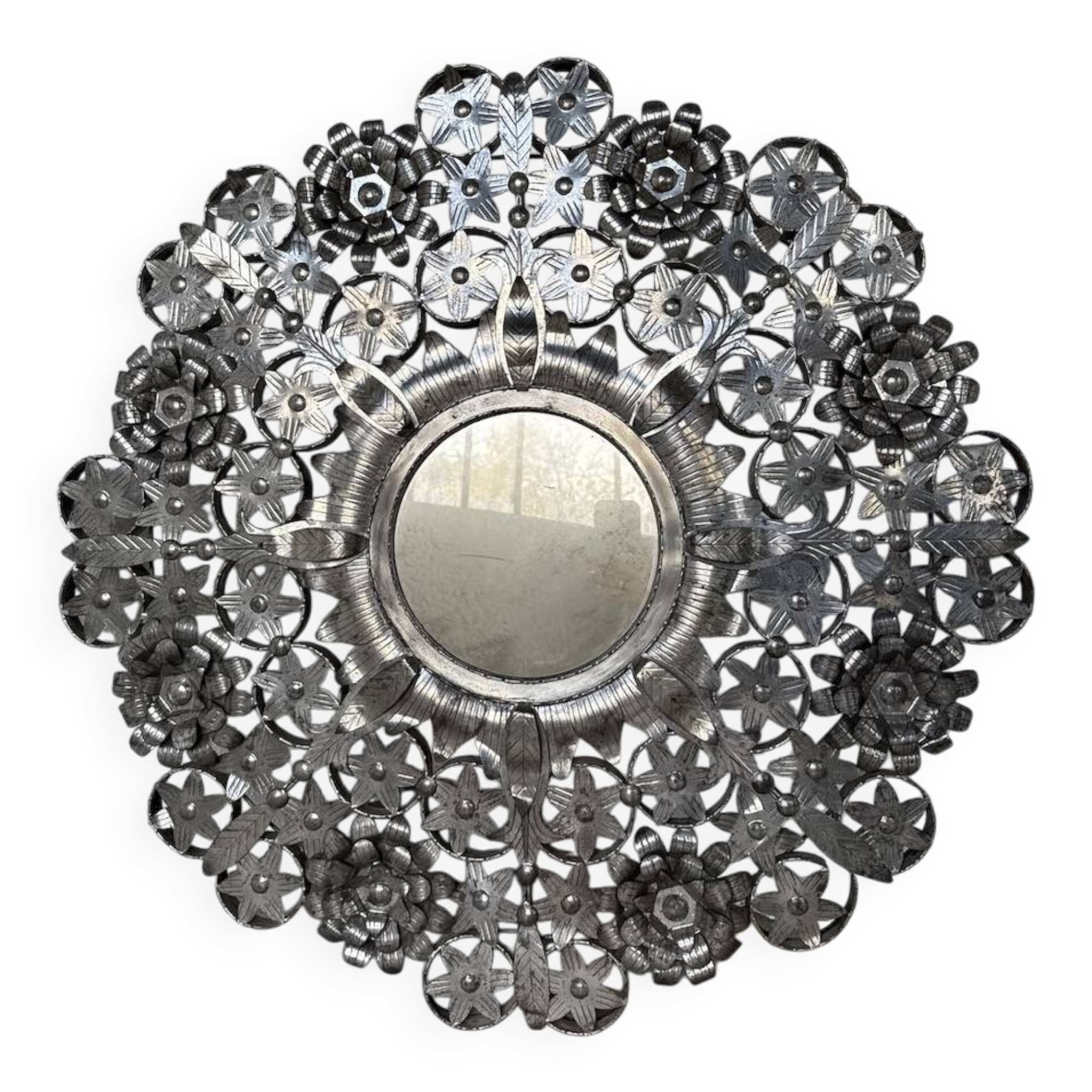 Vintage Mexican metal large mirror