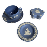 Service thé Wedgwood en biscuit bleu et blanc