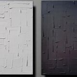 Lot de 2 tableaux abstraits peinture monochrome
